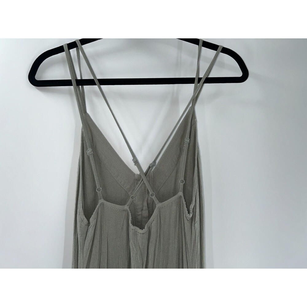 Wishlist Sage Green Maxi Dress Size M Boho Crinkle Button Front Strappy Midi - Picture 4 of 7